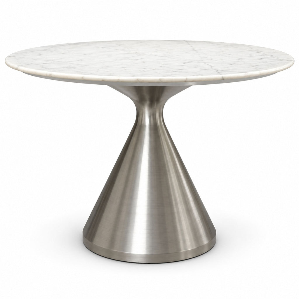 West Elm Silhouette Pedestal Marble Dining Table.