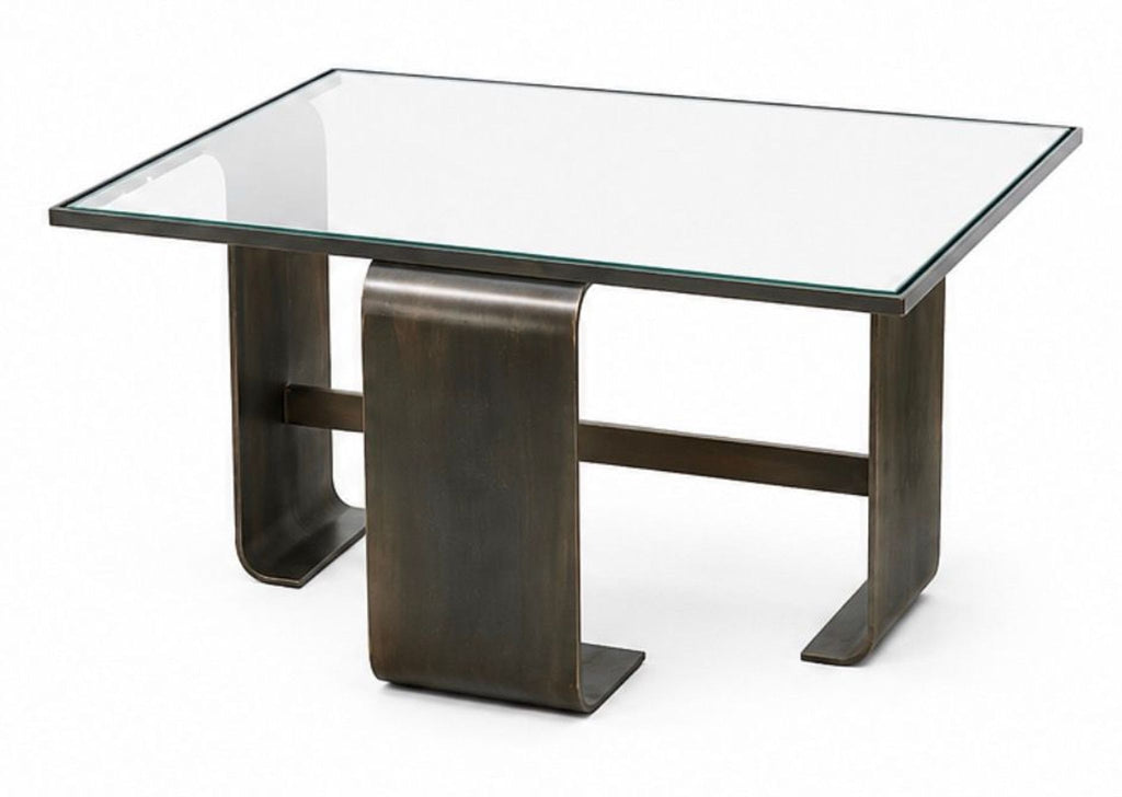 Contemporary side table in dark wood, Vienna Way by Marmol Radziner Productions, angular style, $5000 value.  