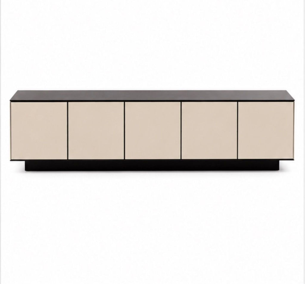 Sophisticated Minotti credenza showcasing glass shelving, classified under Sideboard & Credenza, priced at $8000.