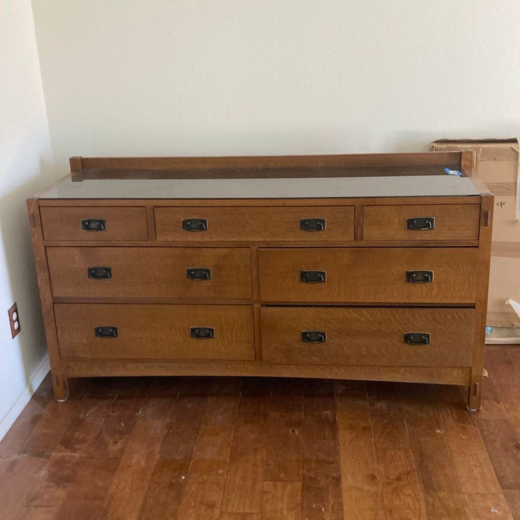 Stickley Solid Wood 7-Drawer Dresser with Metal Pulls