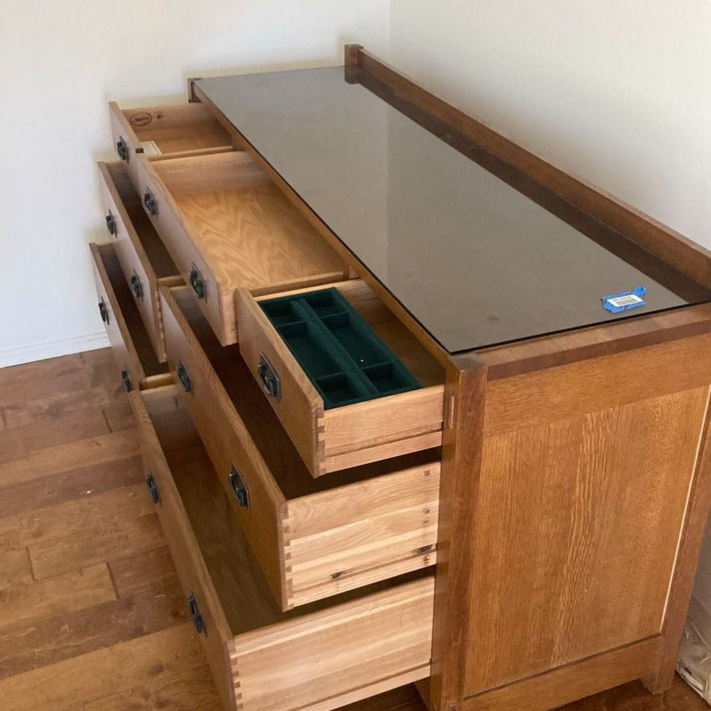 Stickley Solid Wood 7-Drawer Dresser with Metal Pulls