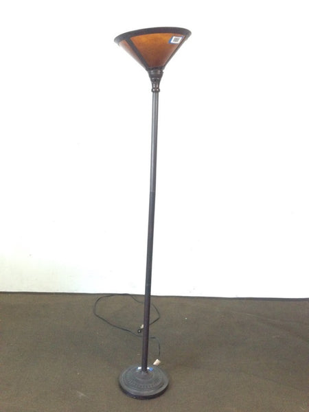1. Tall ornate retro floor lamp by Reperch, featuring a flared amber shade and decorative base, from the Lighting category.  