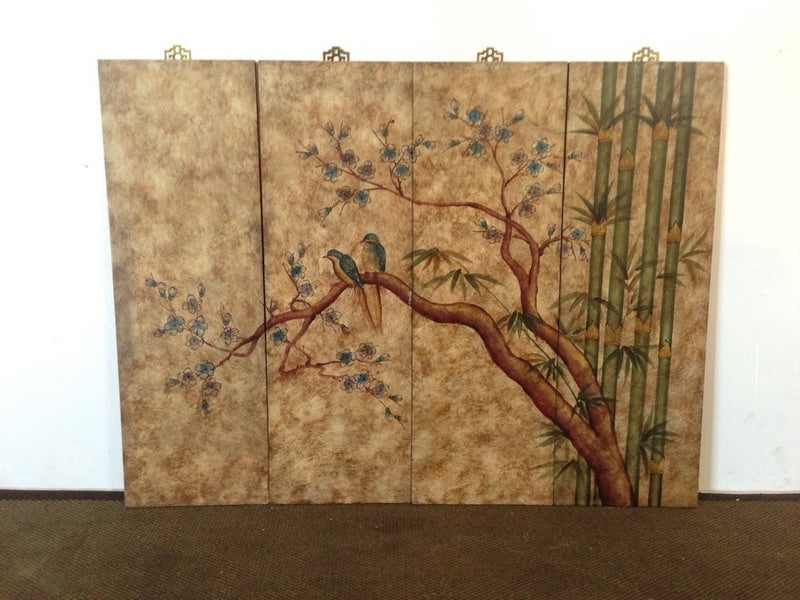 2. Decorative 48" Reperch divider, showing birds perched on a flowering tree branch beside green bamboo.