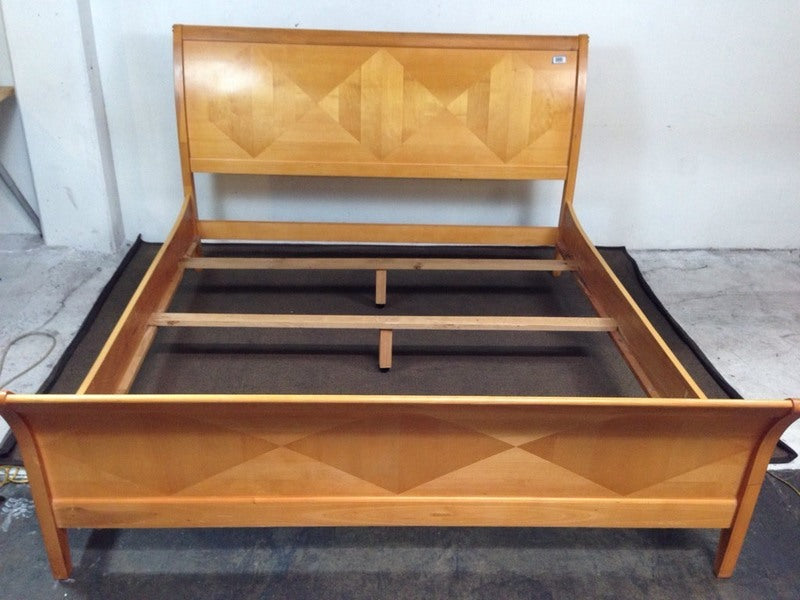 1. Reperch bed frame with headboard, footboard, and side rails featuring diamond pattern embellishments.