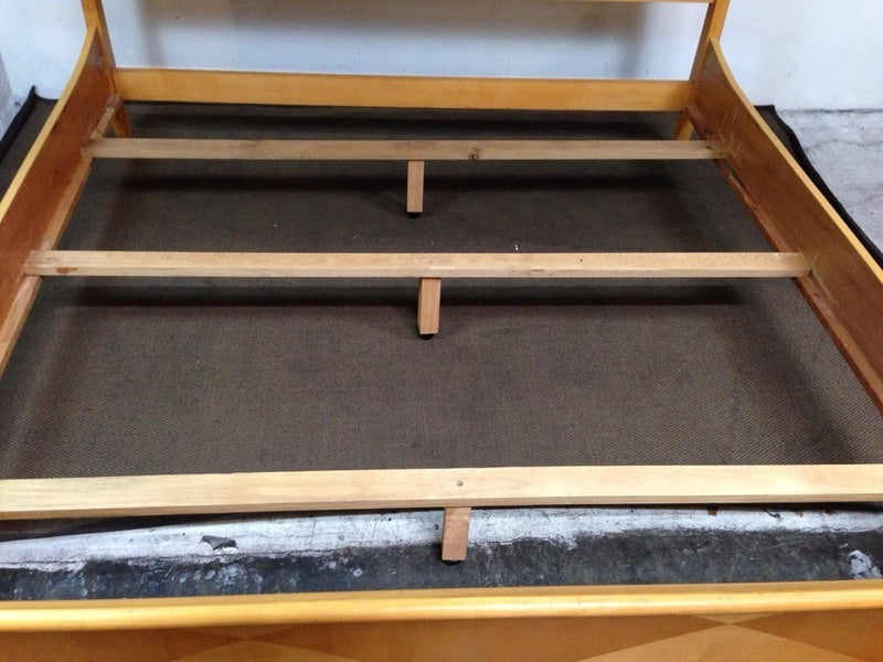 Contemporary Oak Veneer King Sleigh Bed Frame