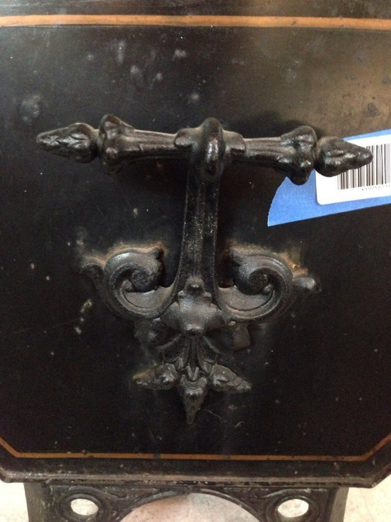 Vintage Carved and Painted Wood and Wrought Metal Hexagon and Rectangle Form Trunk