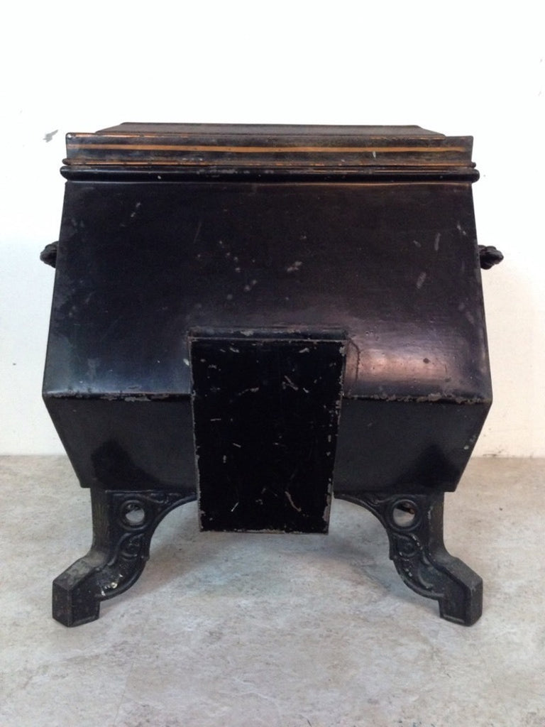 Vintage Carved and Painted Wood and Wrought Metal Hexagon and Rectangle Form Trunk