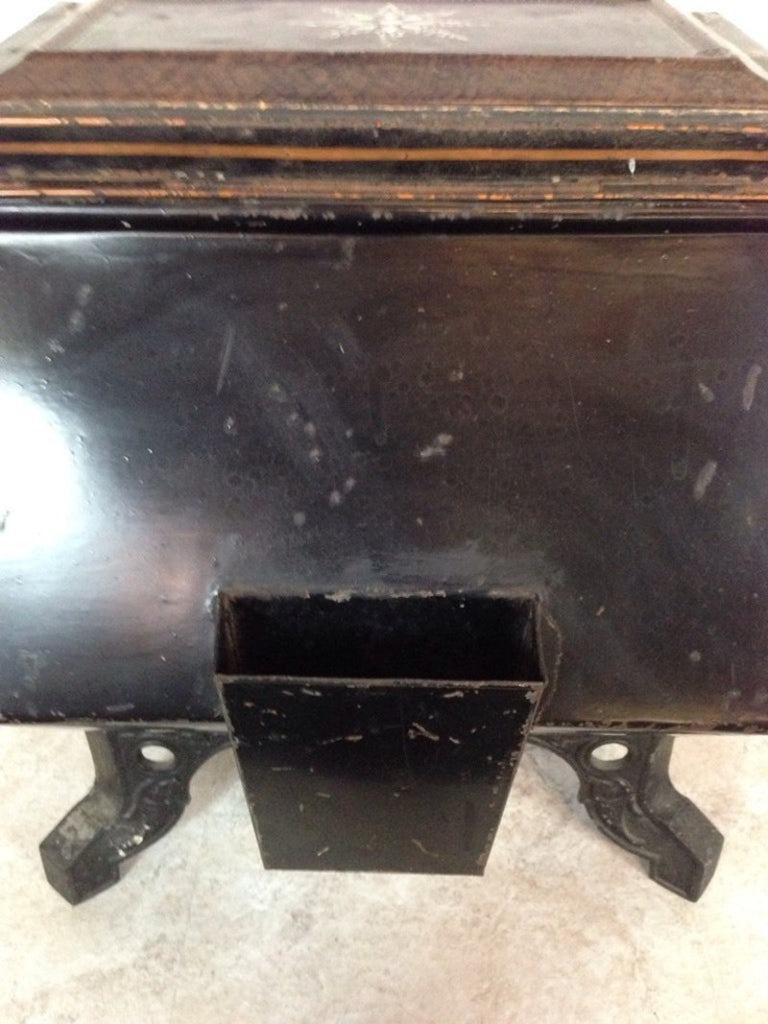 Vintage Carved and Painted Wood and Wrought Metal Hexagon and Rectangle Form Trunk