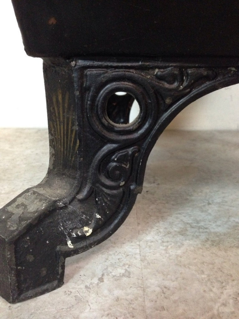 Vintage Carved and Painted Wood and Wrought Metal Hexagon and Rectangle Form Trunk