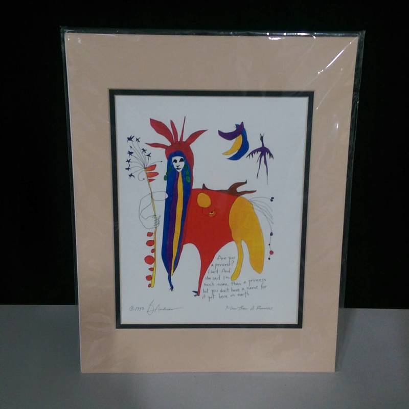 1. Limited edition print from StoryPeople, showing colorful abstract watercolor and ink artwork, signed and dated 1993.