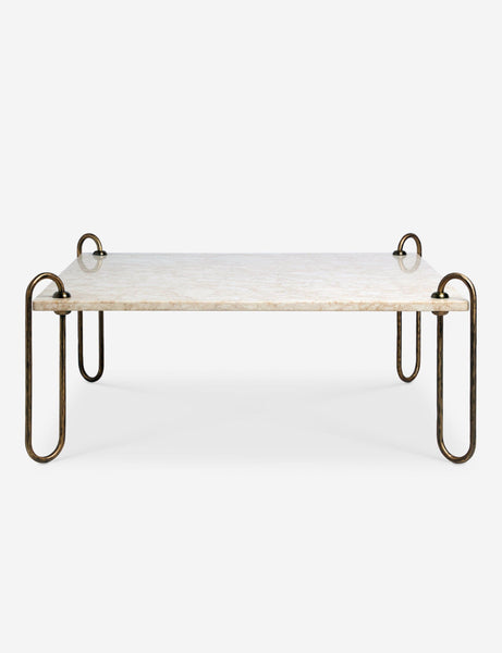 a marble table with a metal base