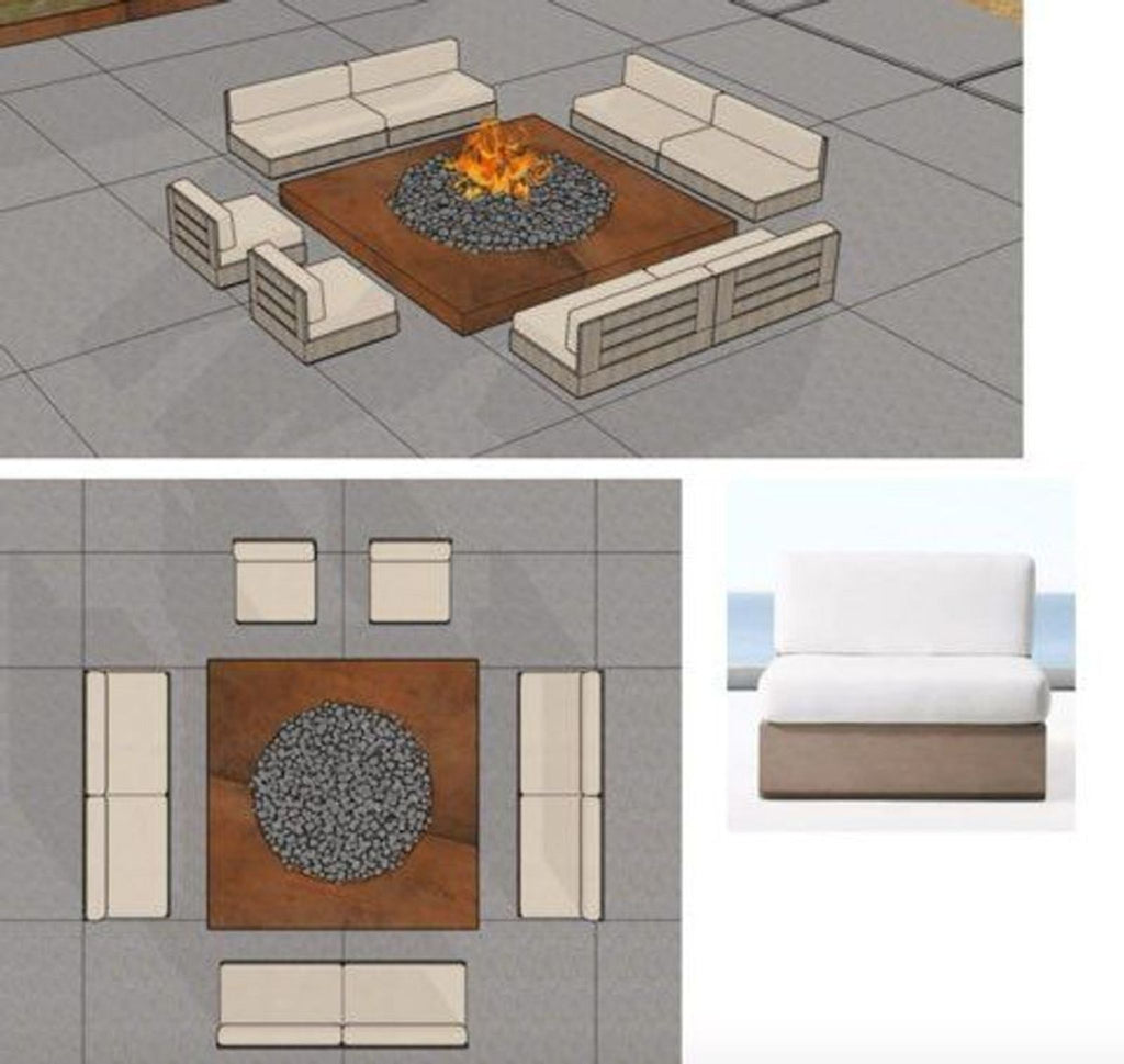 a fire pit with a fire pit