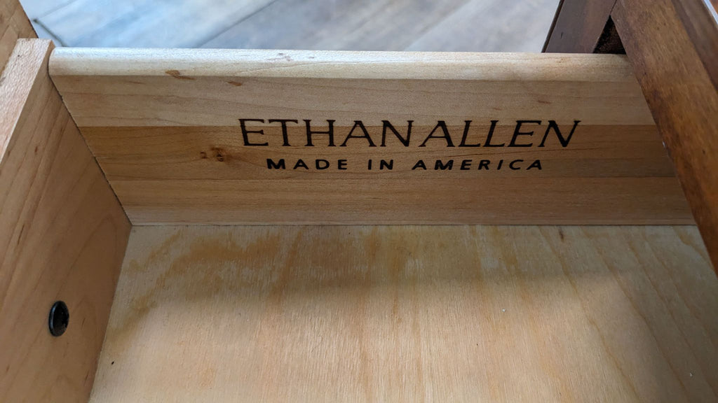 Ethan Allen Country Crossings Three Drawer Wood Nightstand