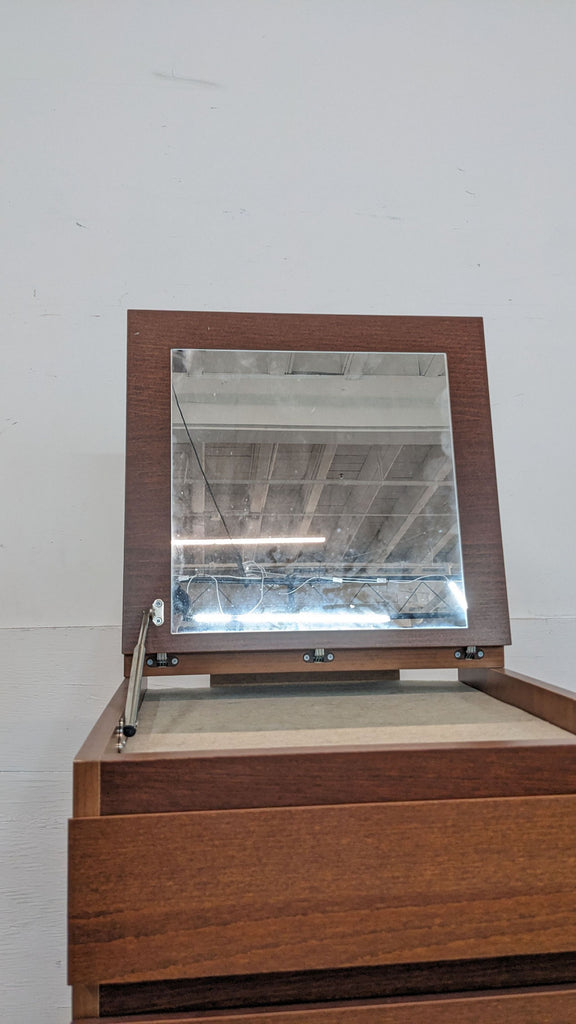 Built-in vanity mirror on the IKEA Malm dresser.  