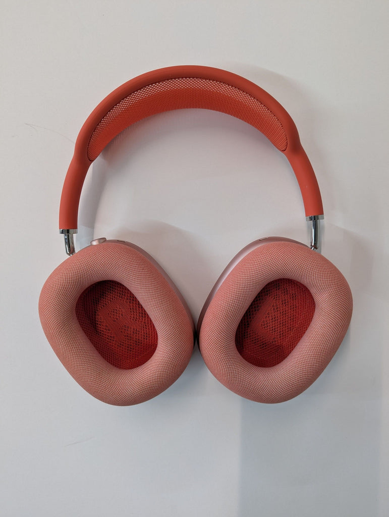 the headphones are made from red clay.