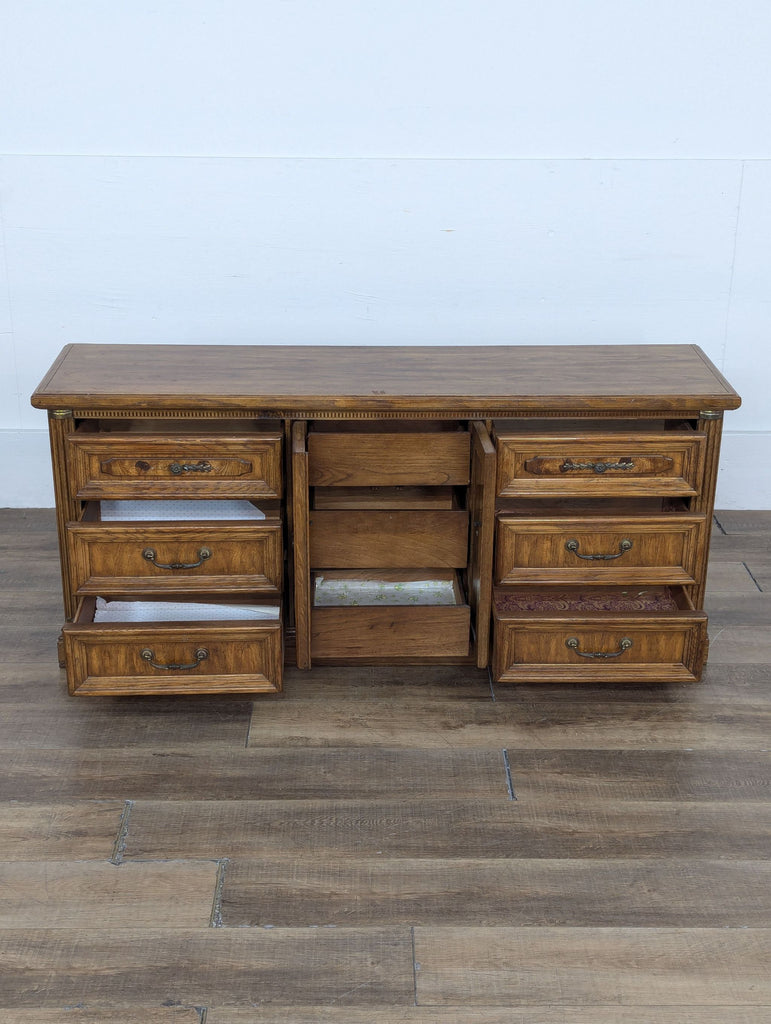 a vintage desk with drawers