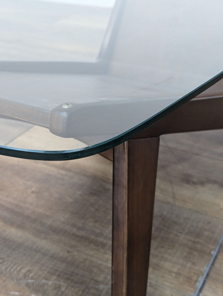 the glass top of the table is made of solid wood.