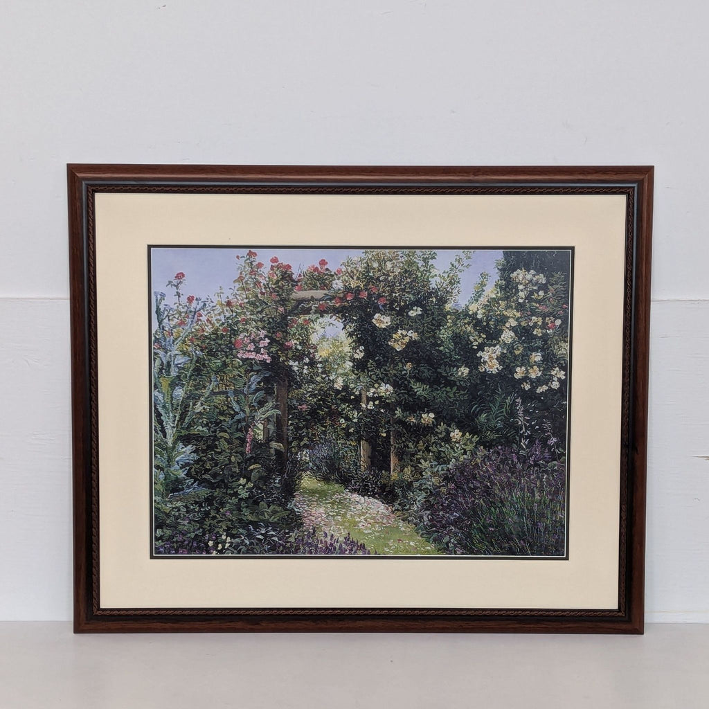 1. Framed Reperch garden pathway painting with floral archway, 33x1x27, from Drawings & Paintings category.