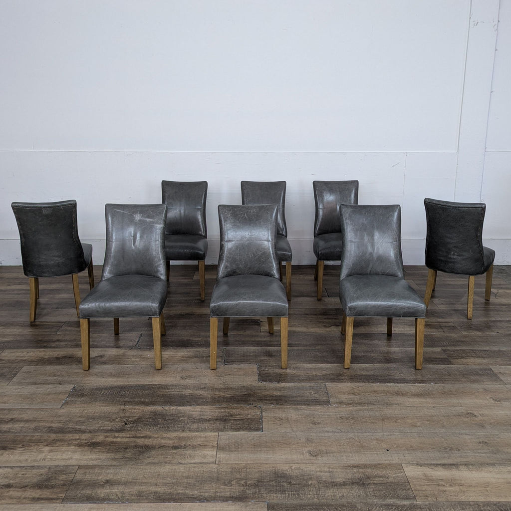 Restoration Hardware 10-piece Leather Parsons Dining Chairs