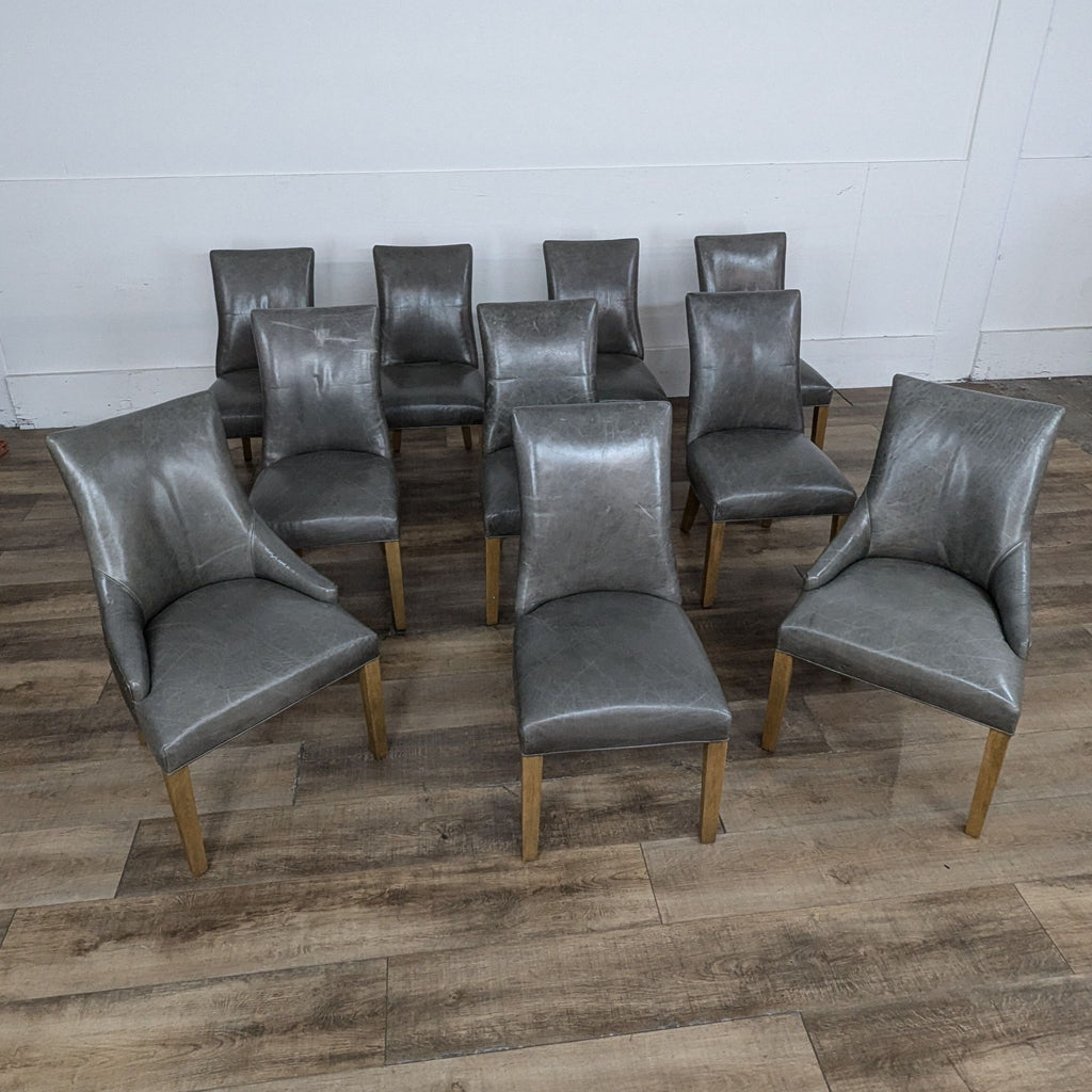 Restoration Hardware 10-piece Leather Parsons Dining Chairs