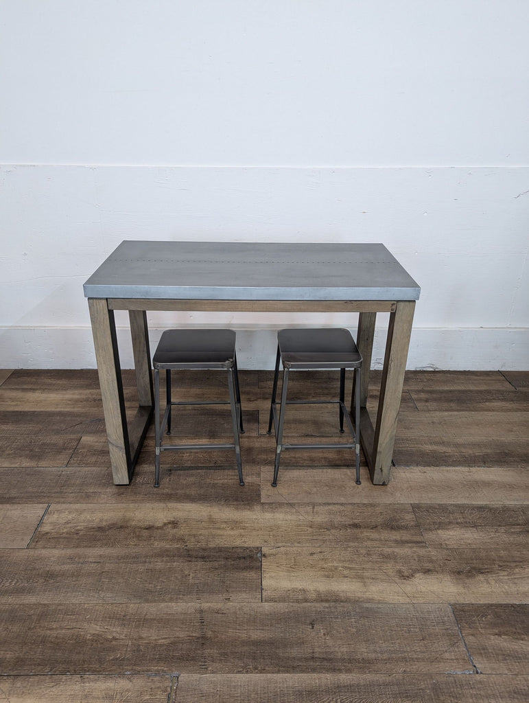 CB2 Stern Counter Table And Two Metal Stools