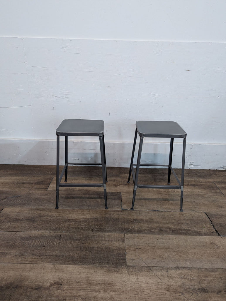 CB2 Stern Counter Table And Two Metal Stools