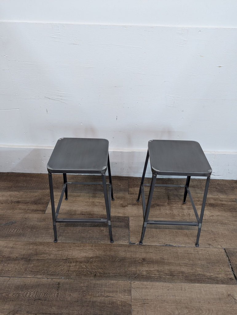 CB2 Stern Counter Table And Two Metal Stools