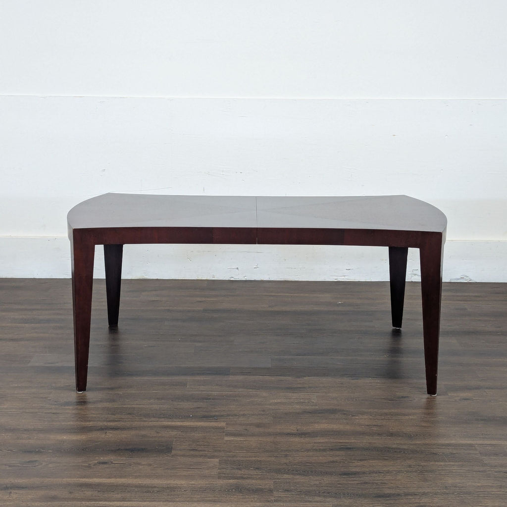 2. New Studio Custom Naples Dining Table shown alone, with dark wood finish and tapered legs on wood flooring.