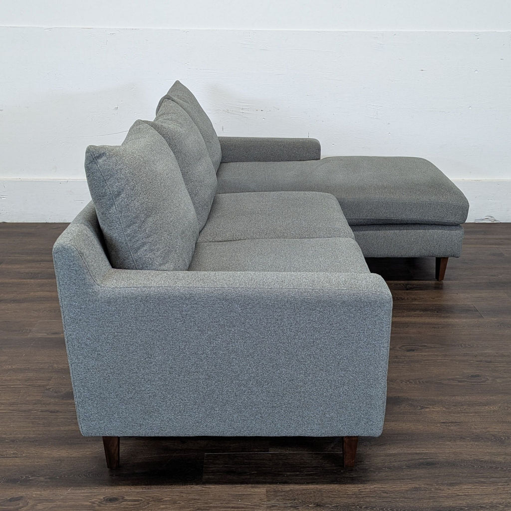 Sloan couch with left chaise. 100” width, standard chaise length. Heather fabric, double down blend cushions. Great condition.