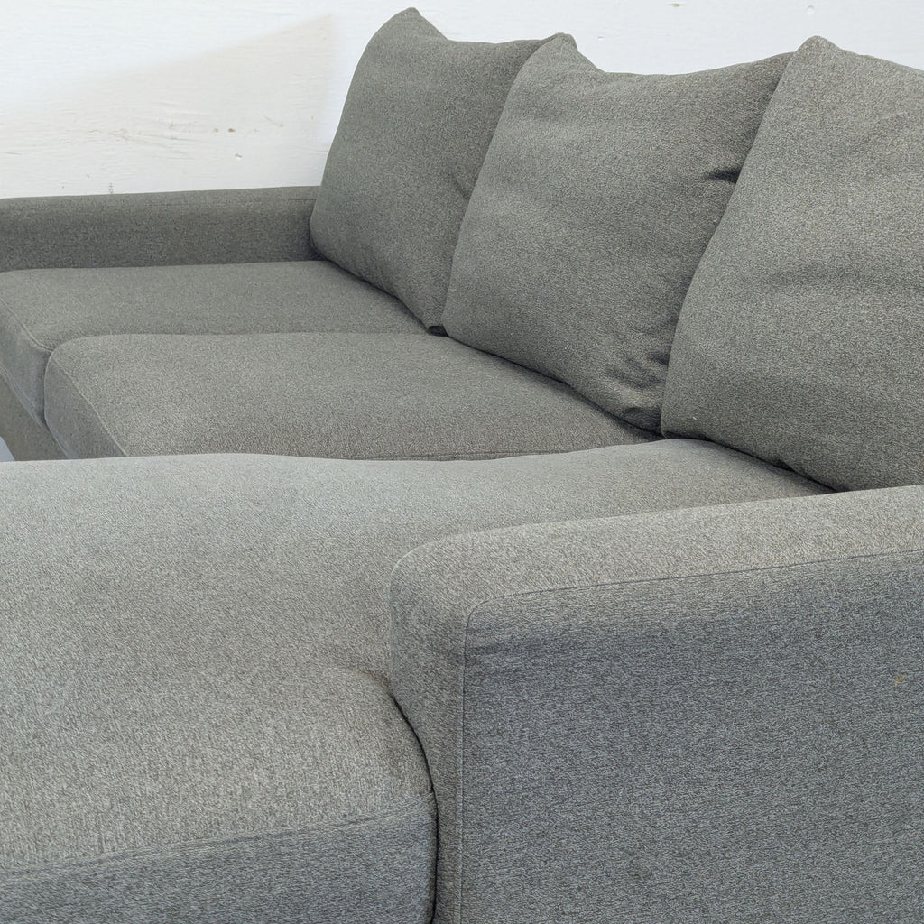 Sloan couch with left chaise. 100” width, standard chaise length. Heather fabric, double down blend cushions. Great condition.