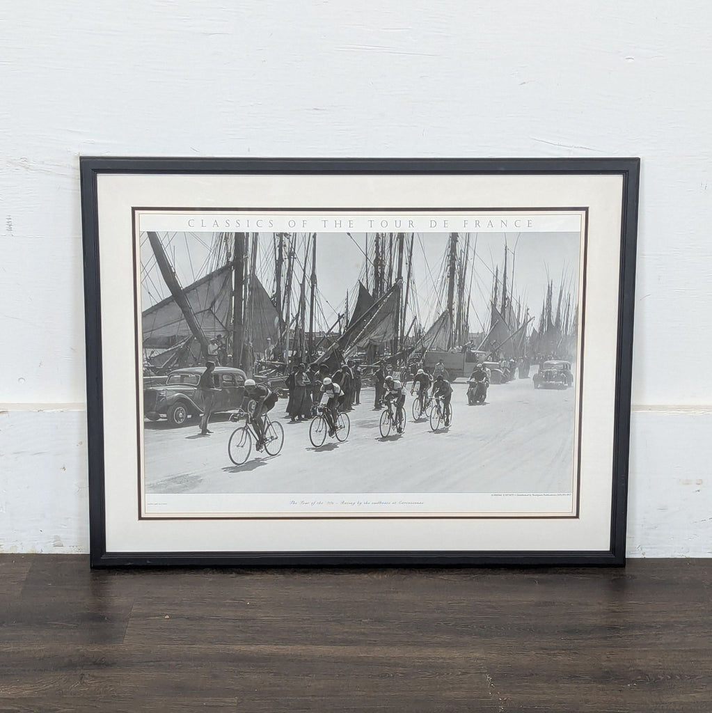 2. Reperch branded "Classics of the Tour de France" cycling print in a black frame, shown against a white wall.
