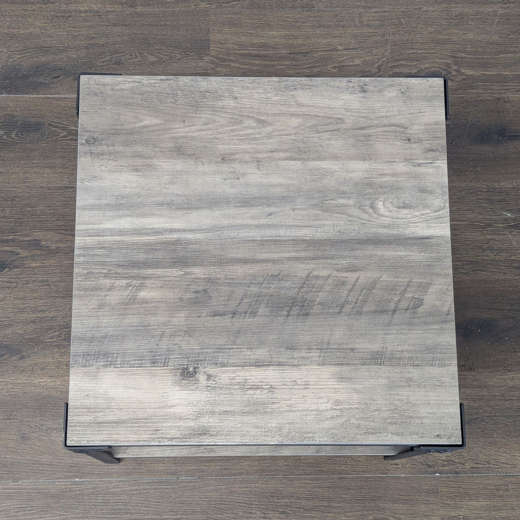 Walker Edison Barnwood Angle Iron Rustic Wood Side Table