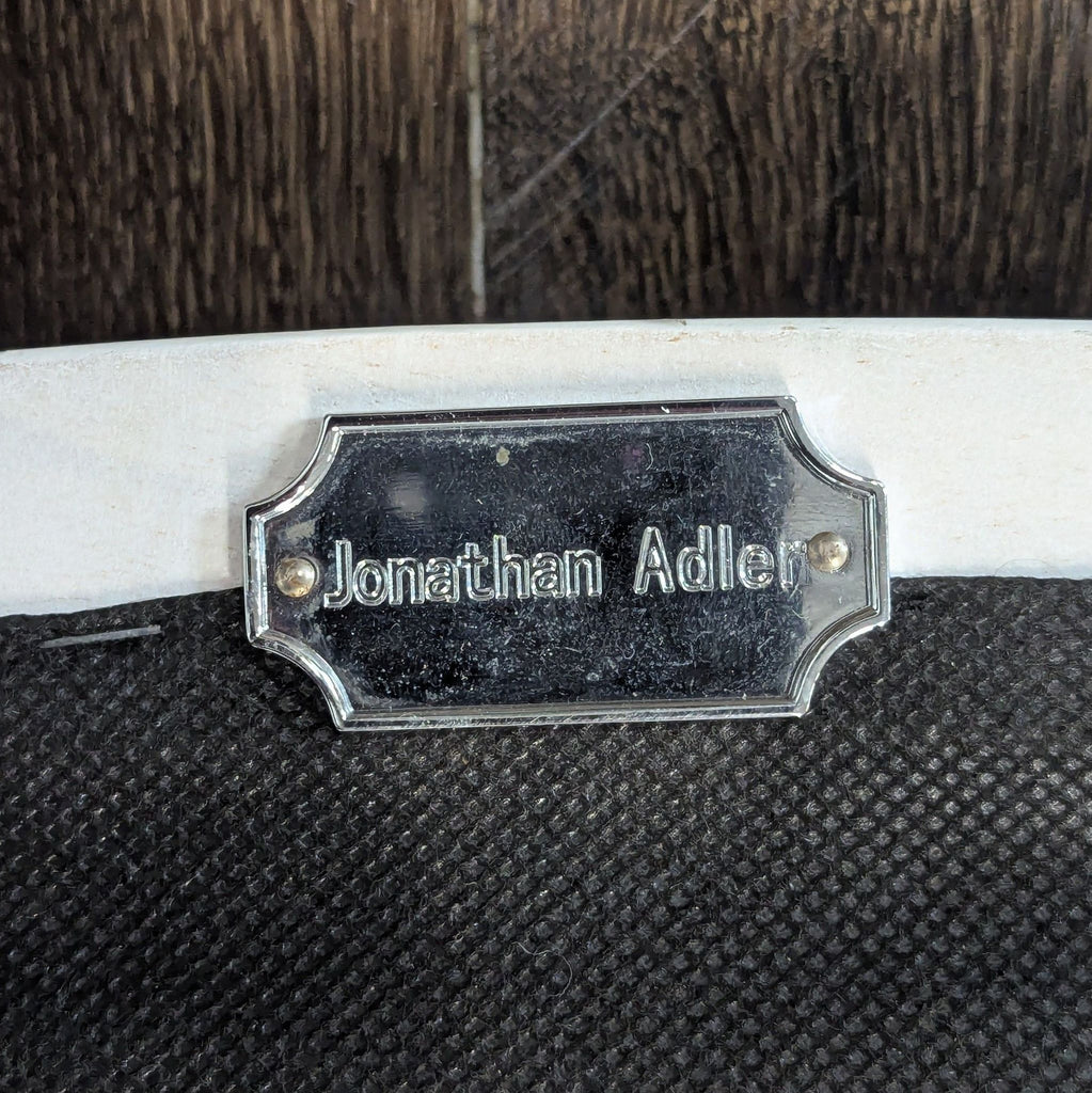 Gray linen white chairs
Back of Jonathan Adler chairs