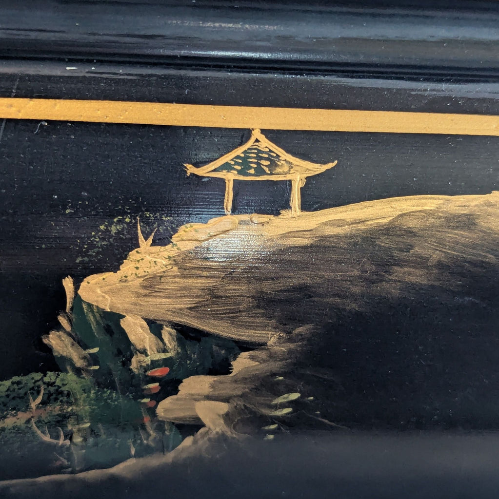 Custom Black Lacquer Chinoiserie Console Table
