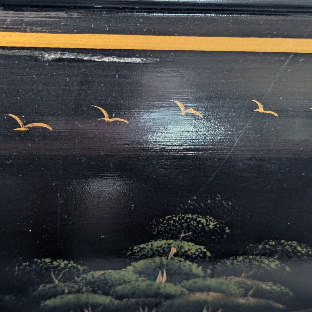 Custom Black Lacquer Chinoiserie Console Table