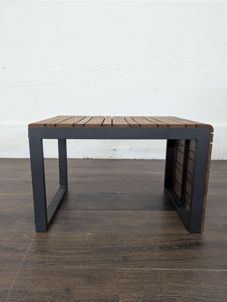 Crate and Barrel Rocha II Outdoor Modern Wood and Metal Side Table