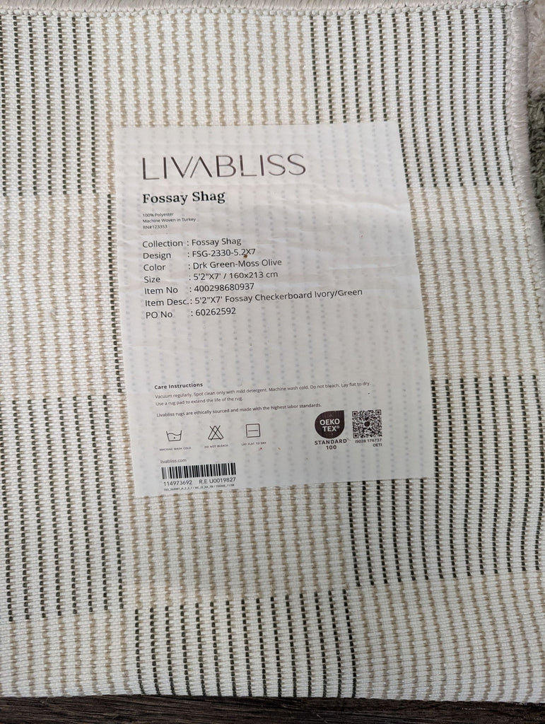 5'2" x 7' Fossay Checkerboard Rug ($200)