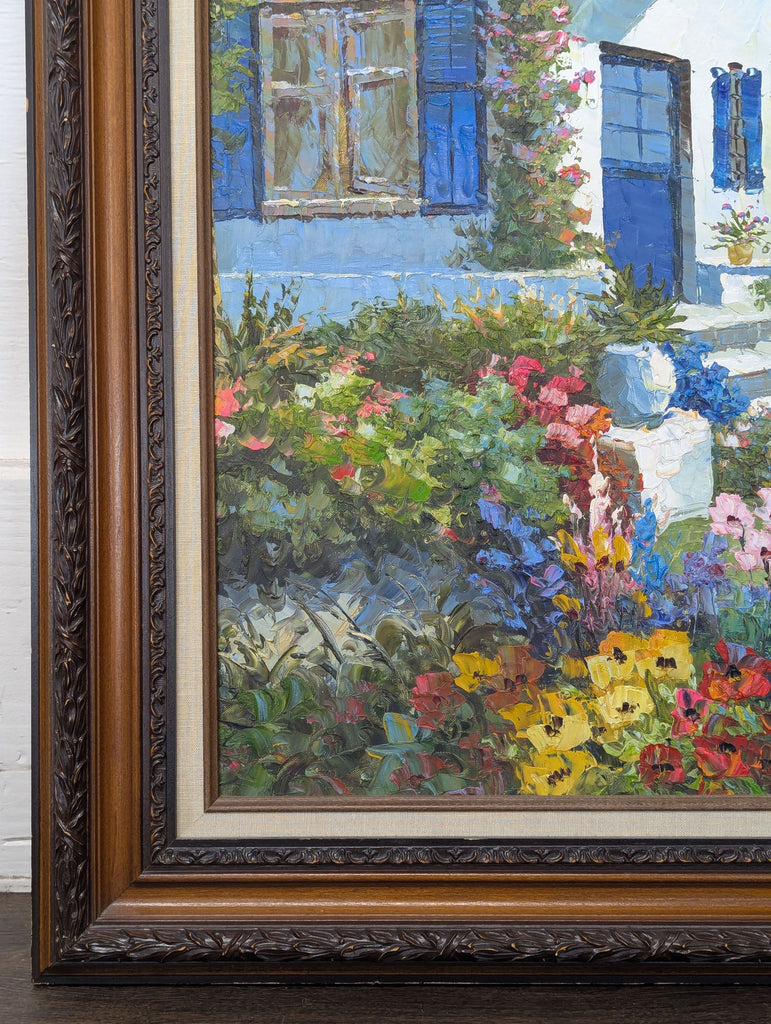Acrylic painting, signed Antonio(?) with ornate wooden frame