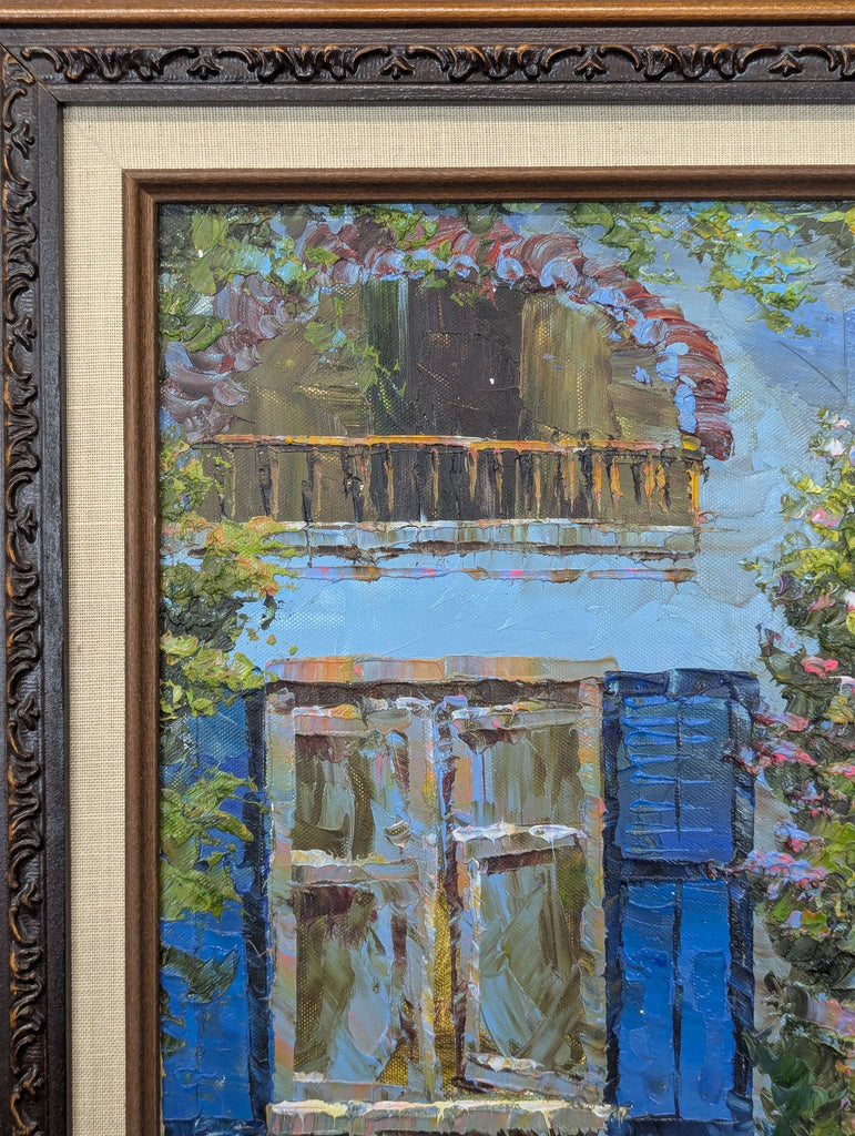 Acrylic painting, signed Antonio(?) with ornate wooden frame