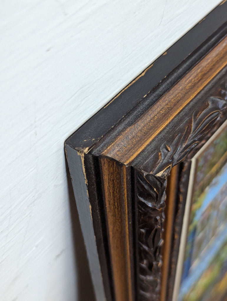 3. Ornate-framed signed acrylic painting by Antonio, suitable for art and painting collections.