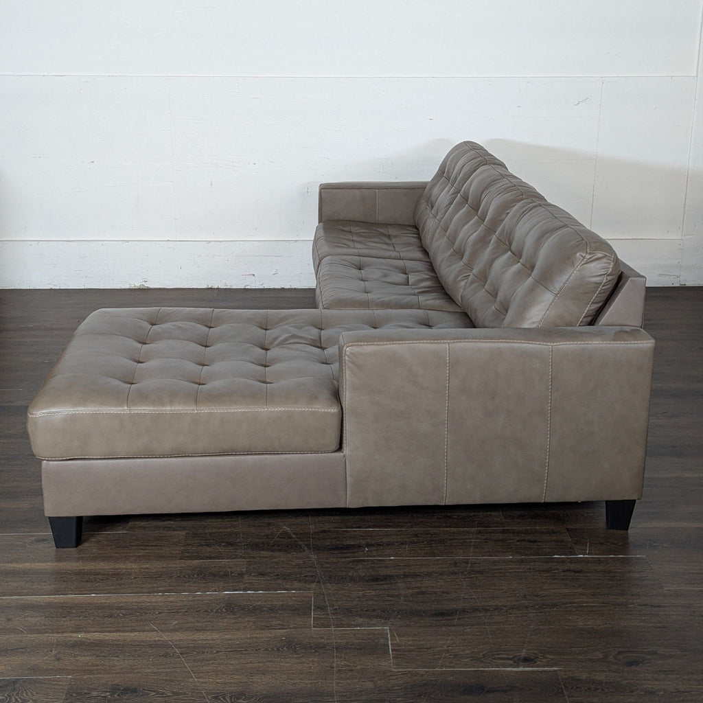 Brown leather sectional, a year old