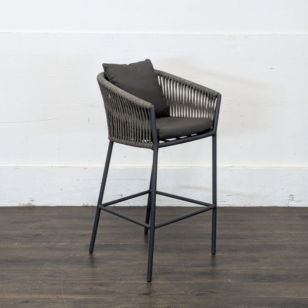 Four Hands Porto Charcoal And Bronze Performance Fabric Outdoor Bar Stool