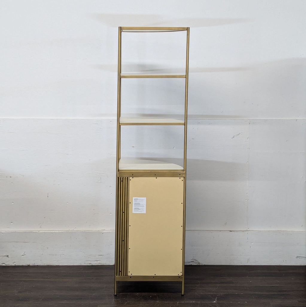 3. Space-saving Fayette cabinet with vertical shelving and enclosed compartment, ideal for room corners.