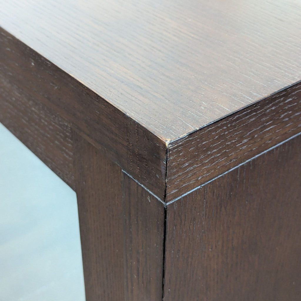 Crate and Barrel side board. Doors slide open to reveal additional shelves.