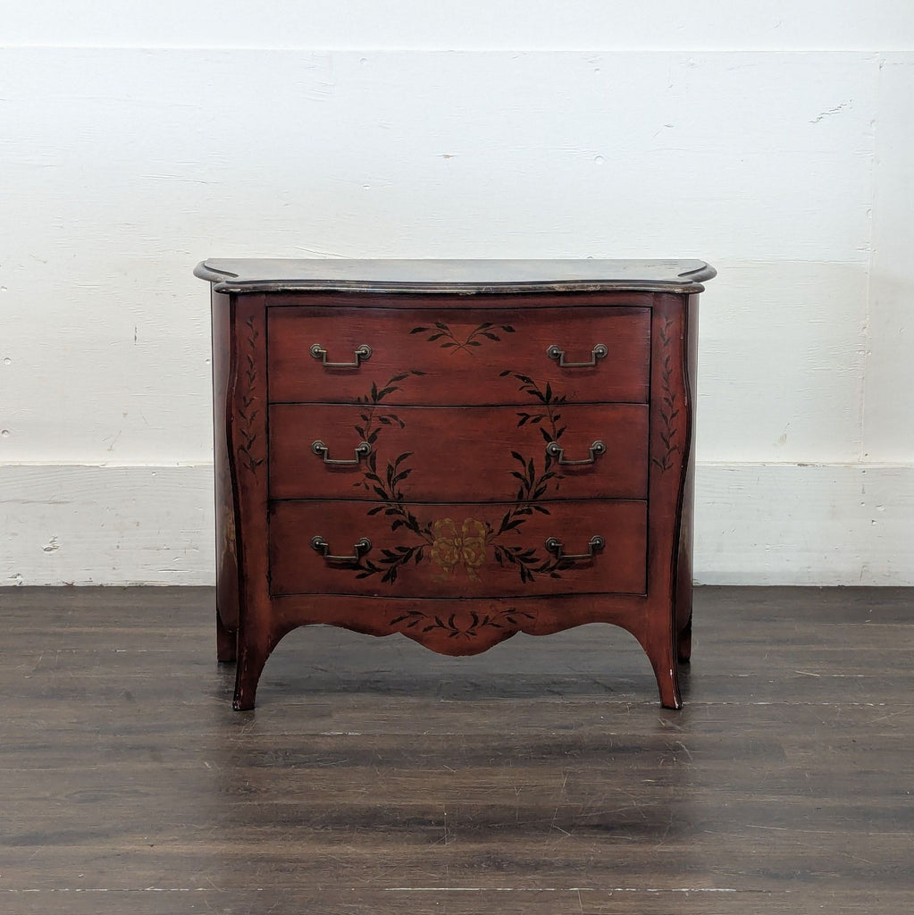 2. Elegant wooden chest by Drexel Heritage, featuring painted details and sturdy drawers.  