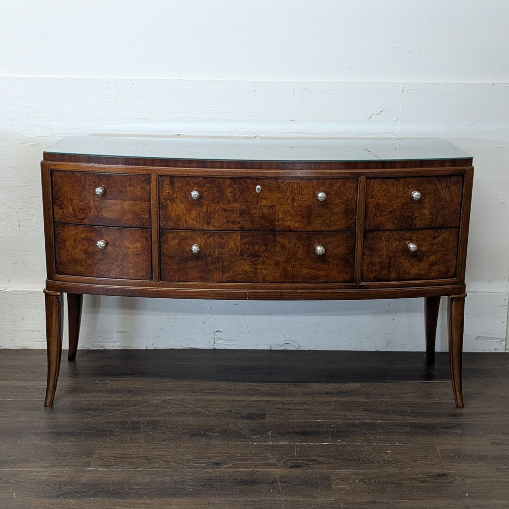 Sturdy console dresser crafted from solid wood, featuring clean lines and ample surface space.