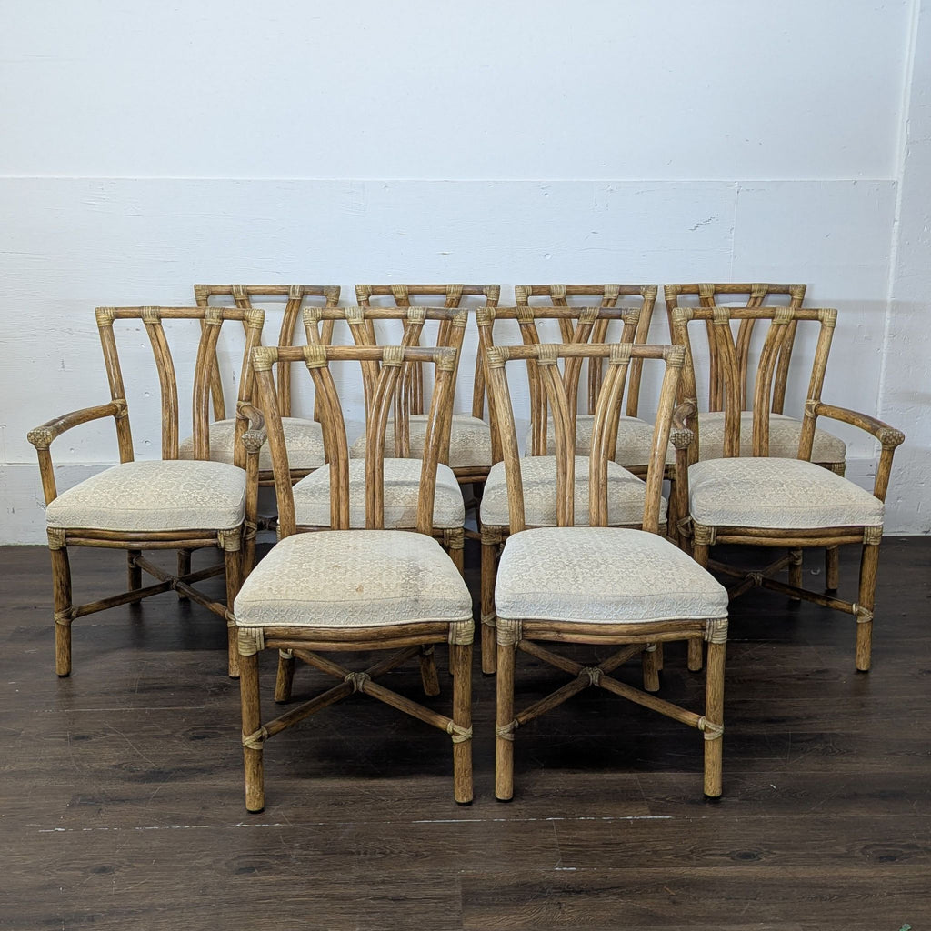 3. Stylish McGuire brand dining chair showcasing natural materials and comfortable design, suitable for dining areas.