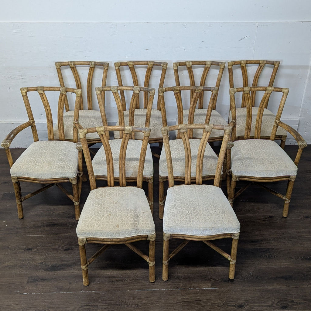 2. Contemporary McGuire Dining Chair featuring woven details and padded upholstery, perfect for modern dining rooms.  