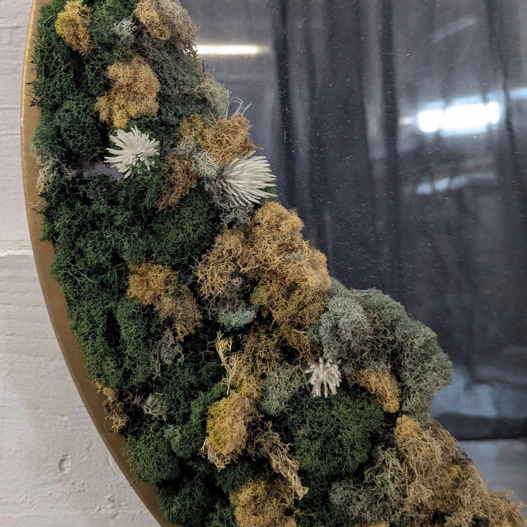 Circular Mirror with moss frame