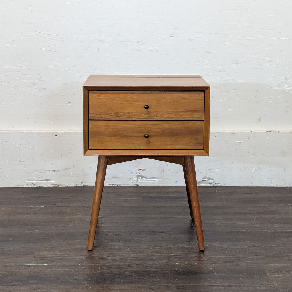 1. Modern West Elm end table with a sleek, minimalist design and smooth finish.